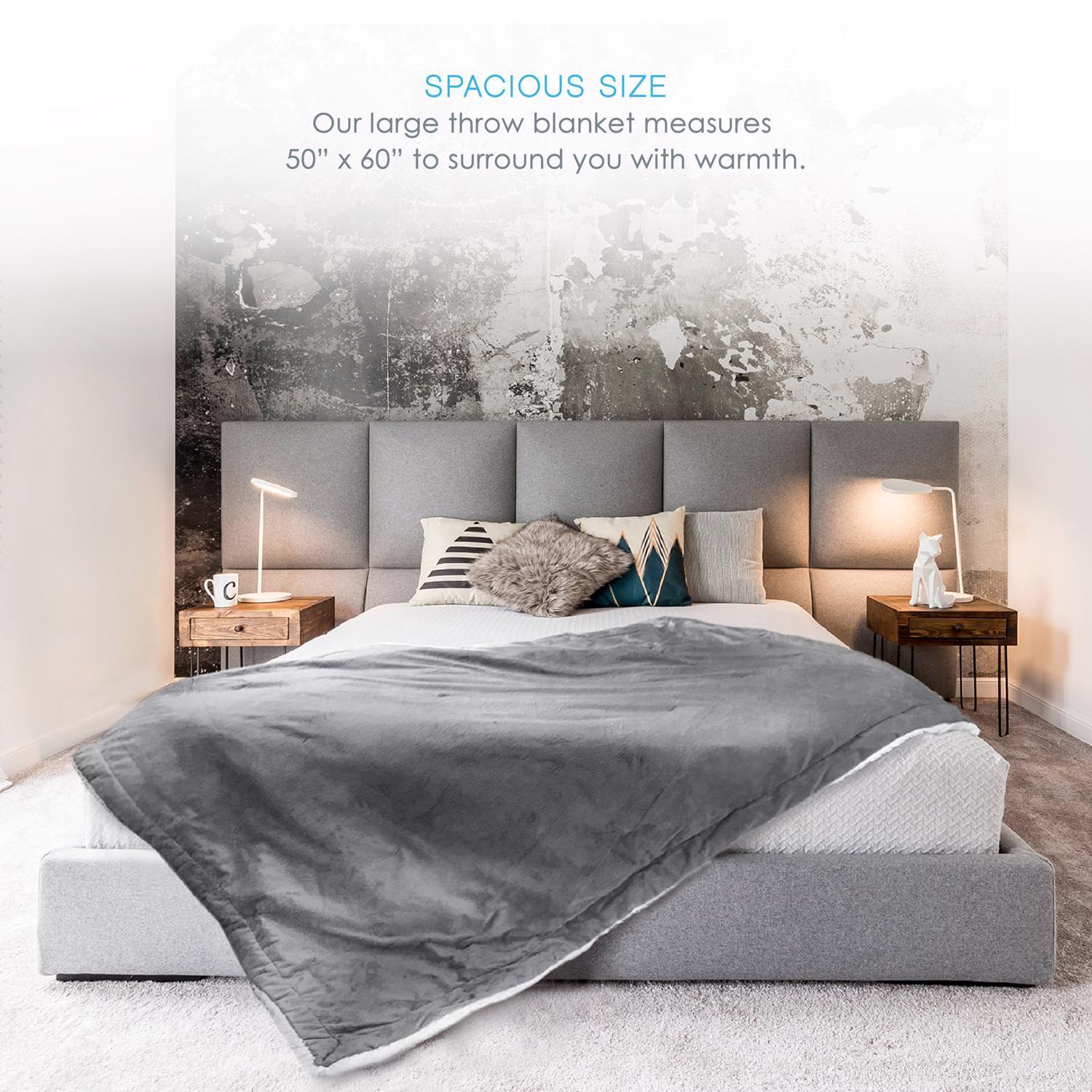 Pure Enrichment PureRelief Heated Blanket 4 settings Gray 50 in. W X 60 in. L