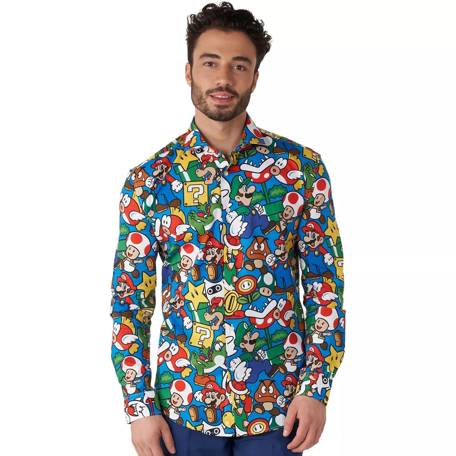 Men's OppoSuits Character Button-Down Shirt - PacMan/Mario - Multiple Sizes
