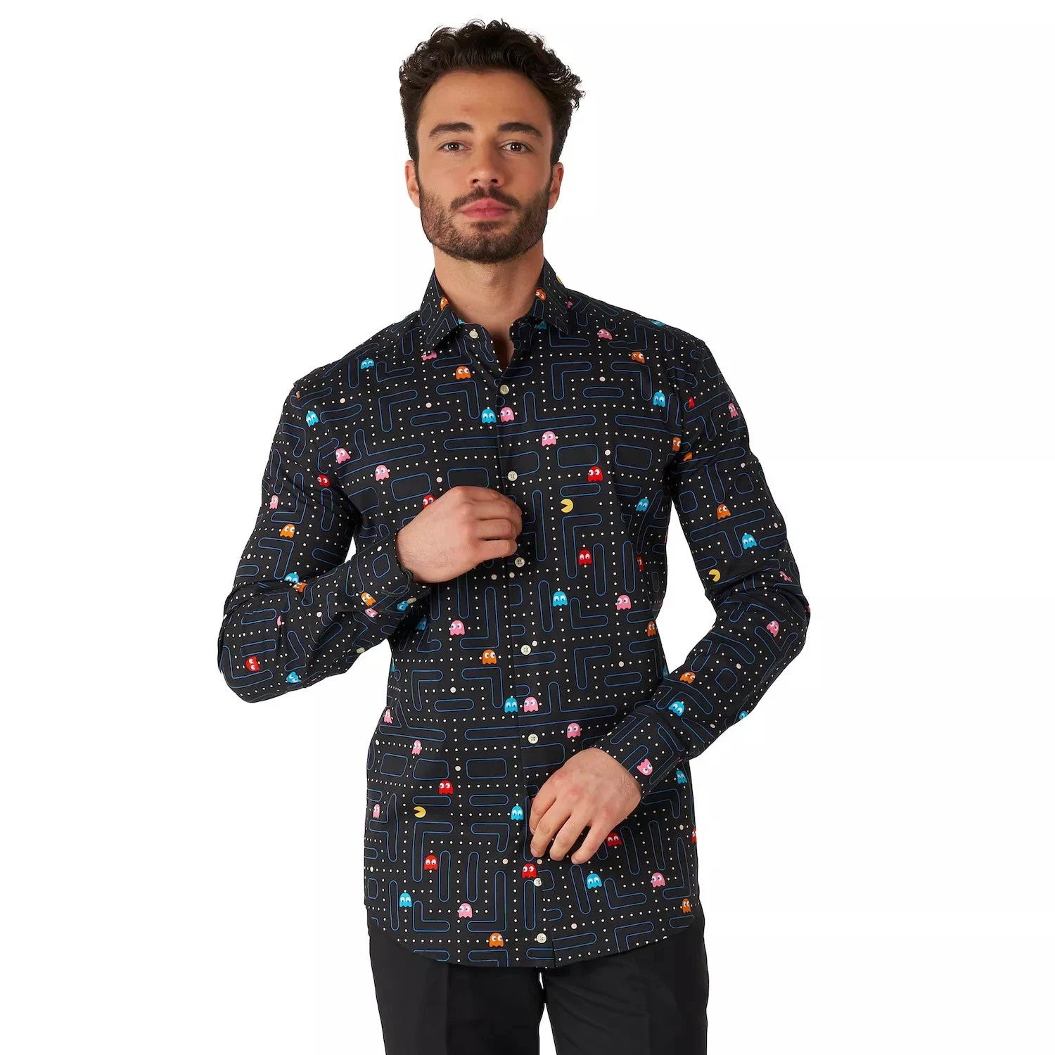 Men's OppoSuits Character Button-Down Shirt - PacMan/Mario - Multiple Sizes