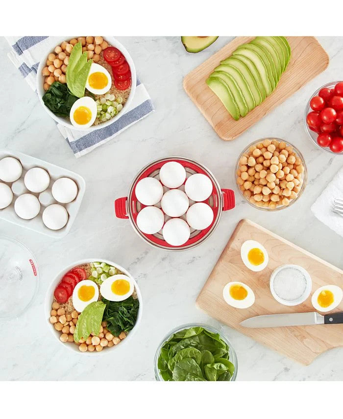 DASH Everyday Egg Cooker Red 7 Egg Capacity Poacher Omelet Maker New
