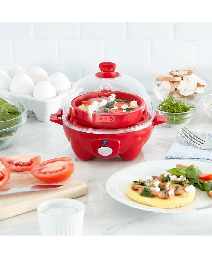 DASH Everyday Egg Cooker Red 7 Egg Capacity Poacher Omelet Maker New