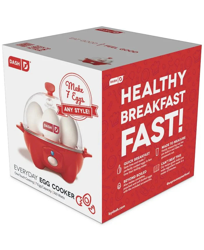 DASH Everyday Egg Cooker Red 7 Egg Capacity Poacher Omelet Maker New