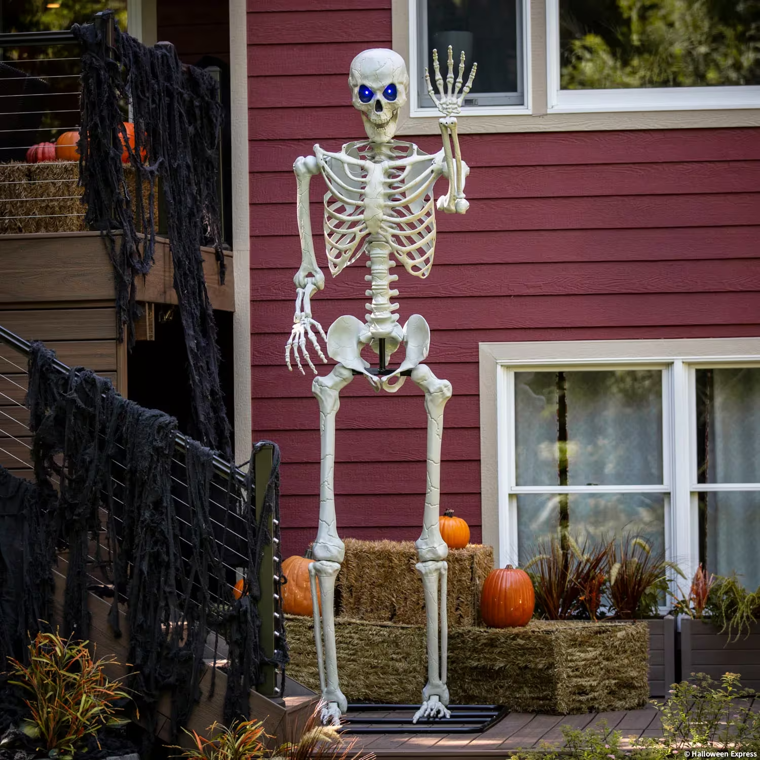10 Ft. 5" Standing Multicolor Light-Up Eyes Posable Titan Skeleton Halloween