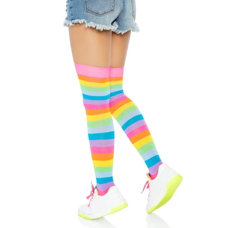 Leg Avenue Acrylic Neon Rainbow Thigh Highs 6600
