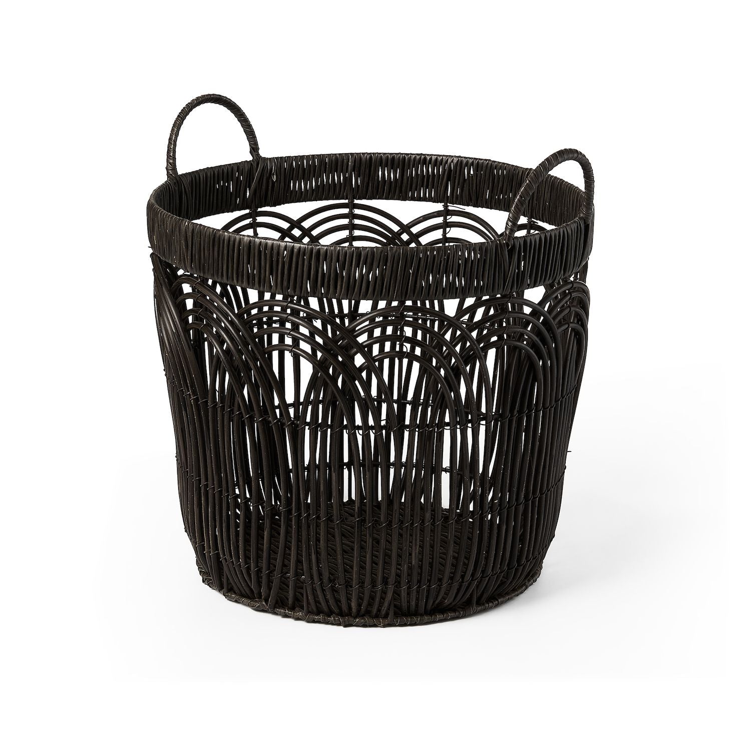 Saddle River Round Faux Wicker Decorative Basket 3-piece Set