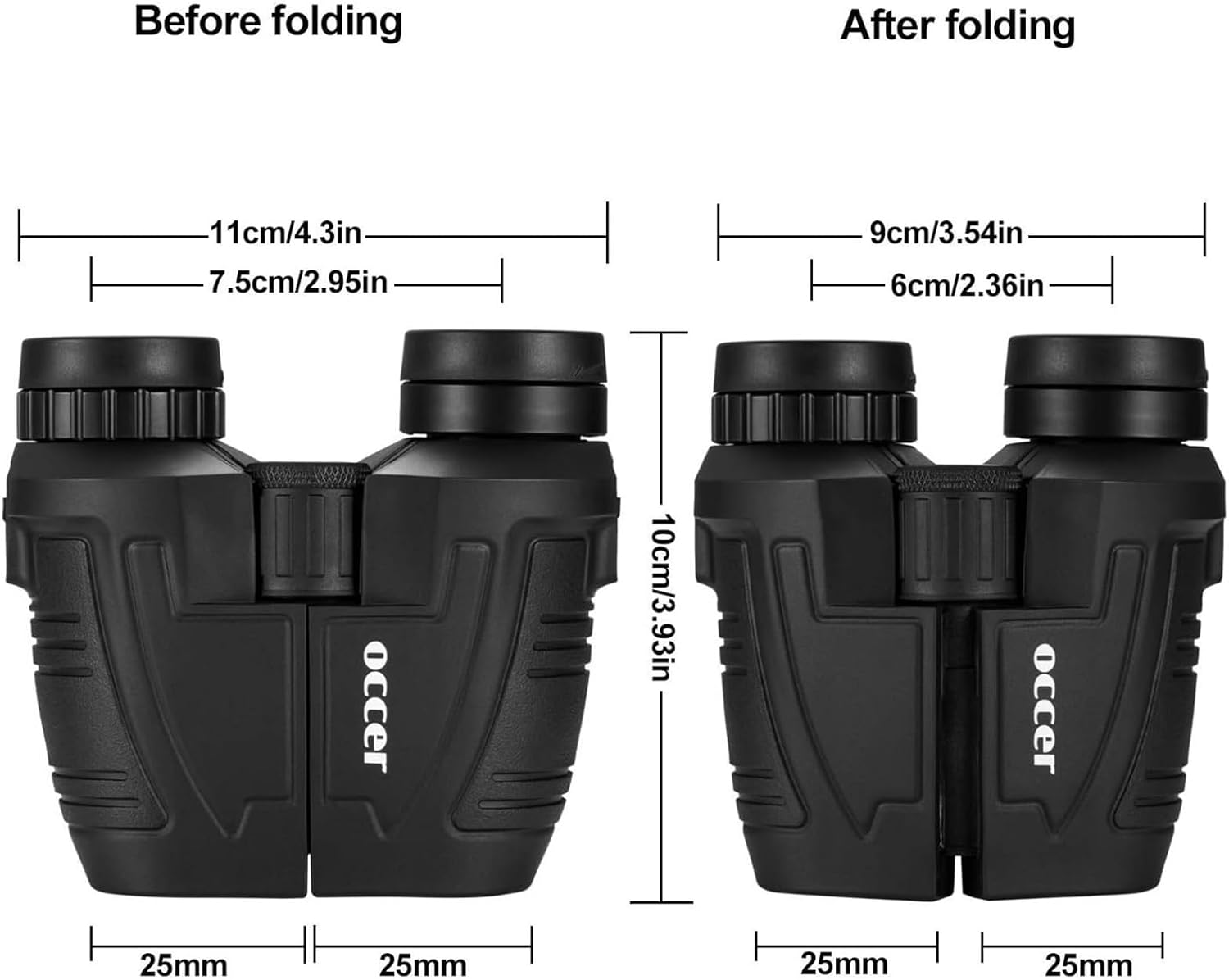 Occer 12x25 Compact Binoculars for Adults and Kids, Large Eyepiece Waterproof Binocular with Low Light Vision,High Powered Easy Focus Binoculars for Bird Watching,Outdoor Hunting,Travel,Sightseeing - Open Box