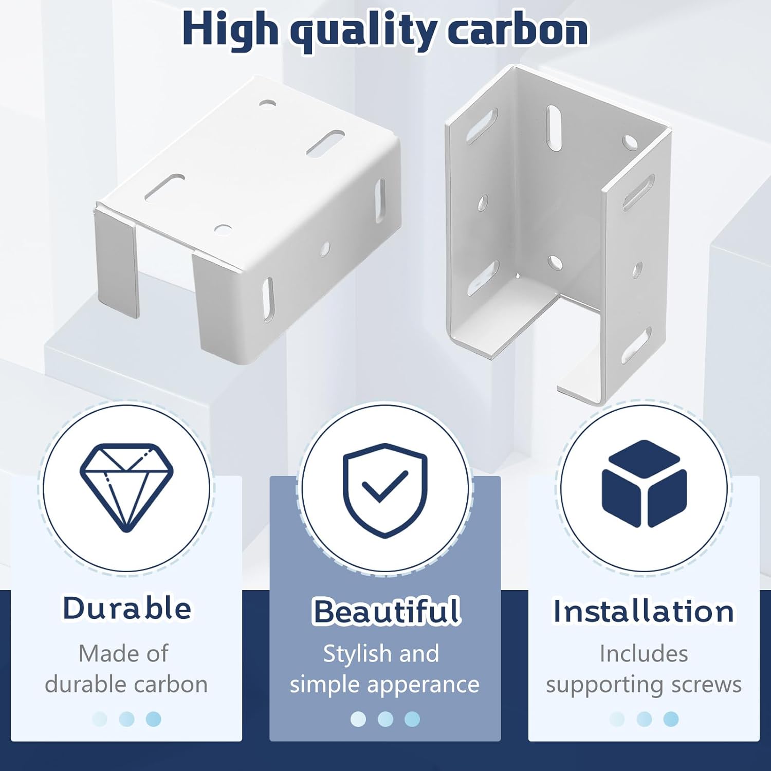 Hicarer 8 Pcs Heavy Duty Aluminum Fence Bracket with Screws for Vinyl Fencing Panel and Post Connection Deck Railing Bracket Kit Fits 2 3/4 Inch Rails - Open Box