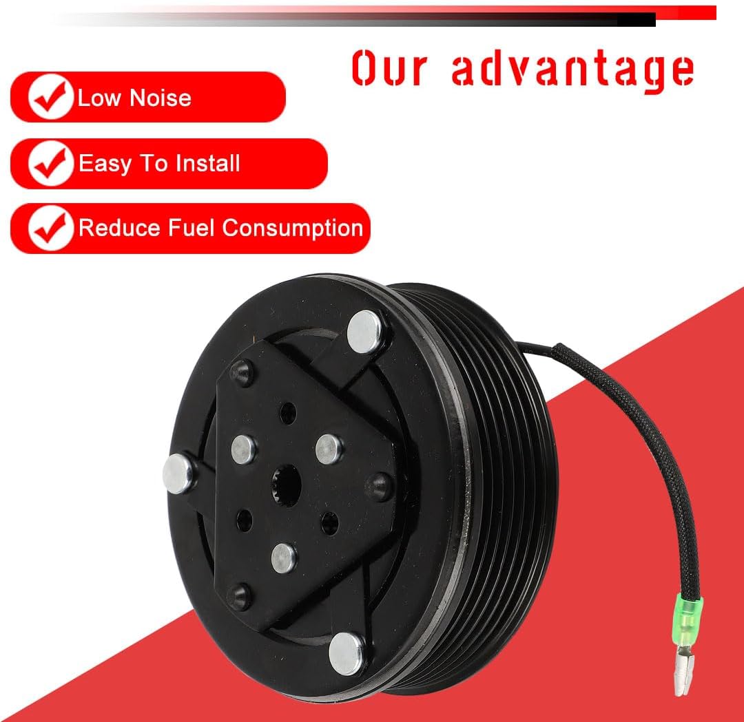 cciyu Air Conditioning Compressor Clutch 2009-2014 for Mitsubishi Lancer 2.0L 2009-2014 for Mitsubishi Lancer 2.4L Replaces AC Compressor for Car 6 Grooves - Open Box