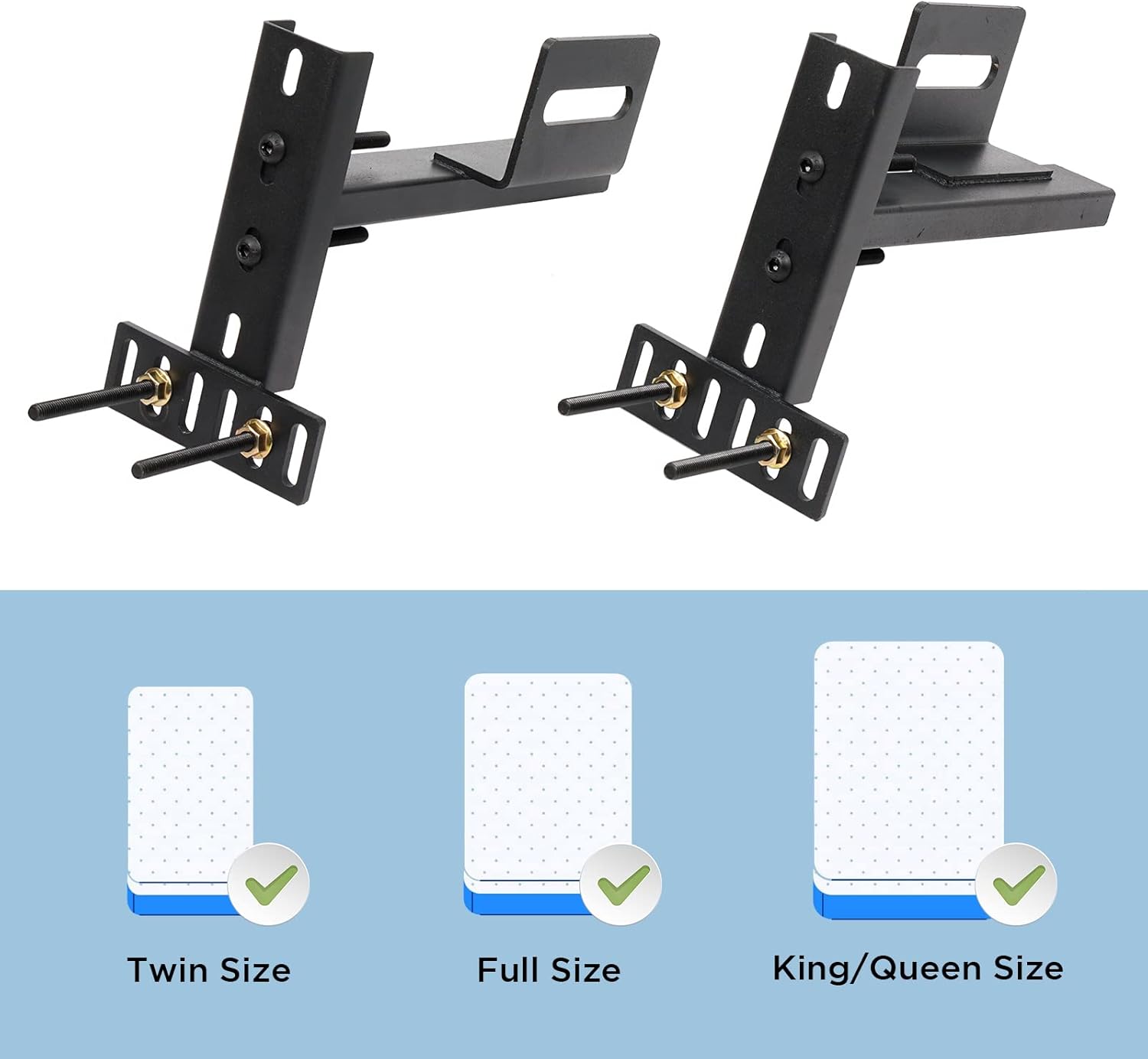 Headboard Brackets, Adjustable Bed Headboard Wall Mounting Brackets, Universal Headboard Brackets for Metal Bed Frame, Black Footboard Extension Kit for Twin Full Queen King Size Bed - Open Box
