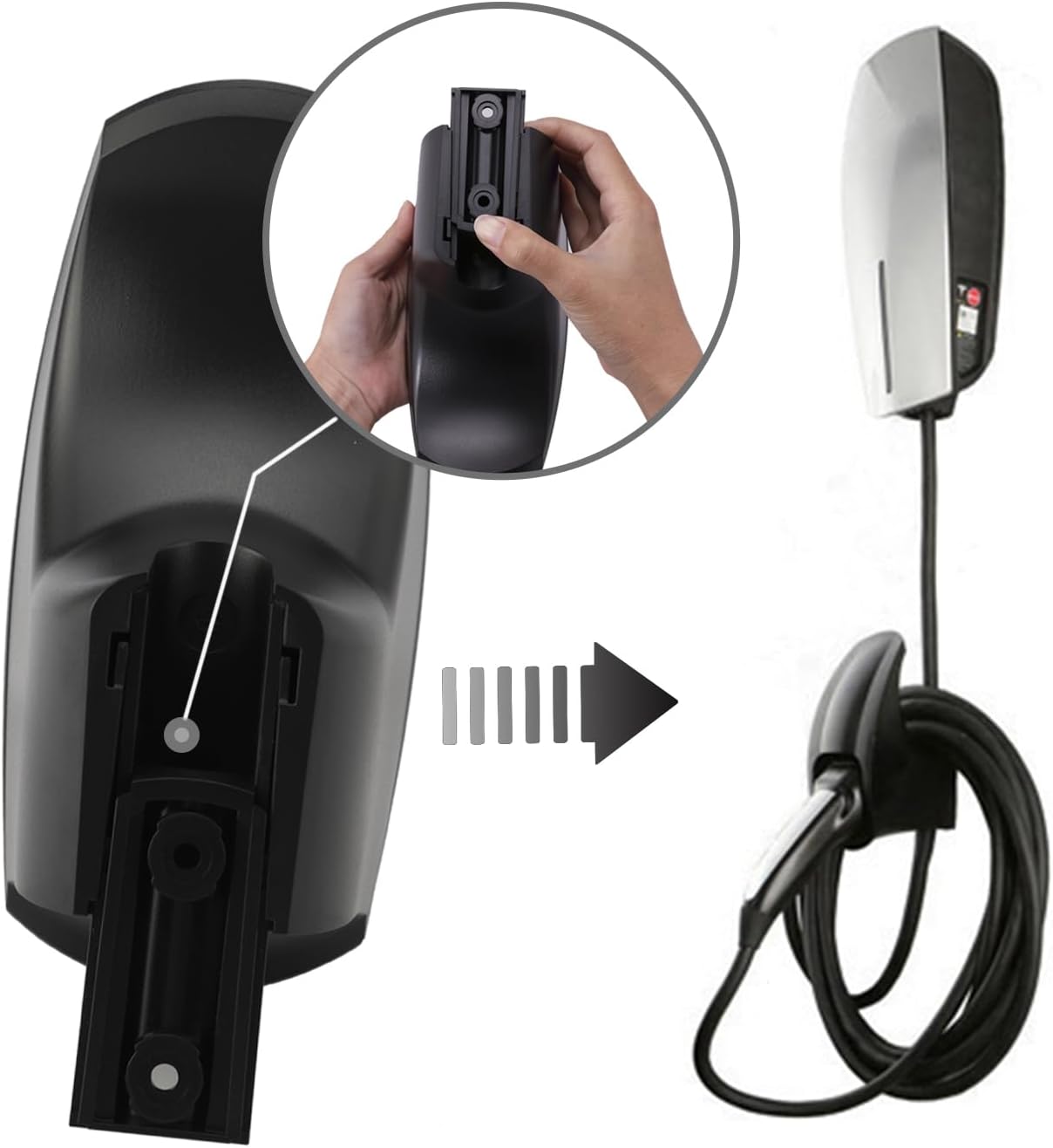 SEVEN SPARTA Charging Cable Holder with Chassis Bracket Compatible with Tesla Model 3 Model Y Model X Model S Charger Cable Organizer Car Accessories Wall Connector, Patent Approved (Black) - Open Box