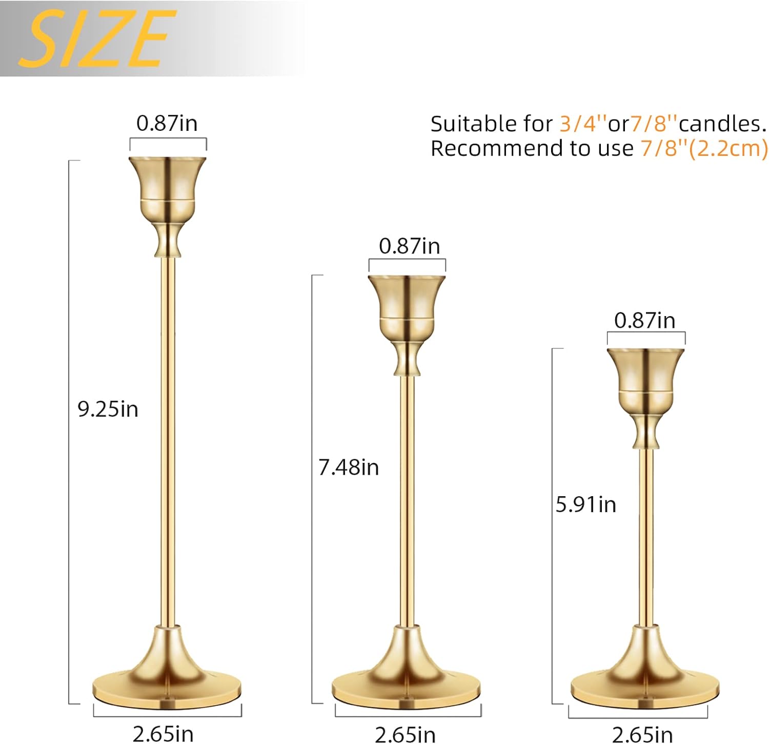 Candlestick Holders,Taper Candle Holder for Candlesticks Gold Brass Vintage Candle Stick Candle Holders Candelabra Candle Holder for Fireplace Party Dining Home - Open Box