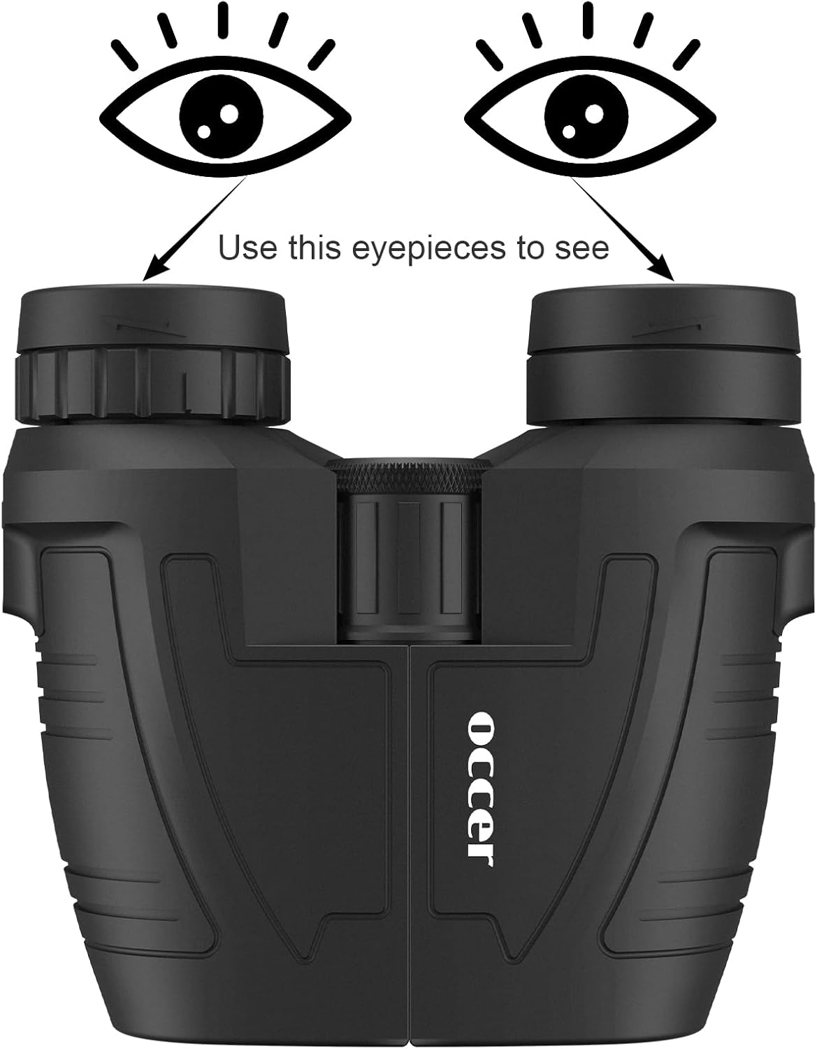 Occer 12x25 Compact Binoculars for Adults and Kids, Large Eyepiece Waterproof Binocular with Low Light Vision,High Powered Easy Focus Binoculars for Bird Watching,Outdoor Hunting,Travel,Sightseeing - Open Box