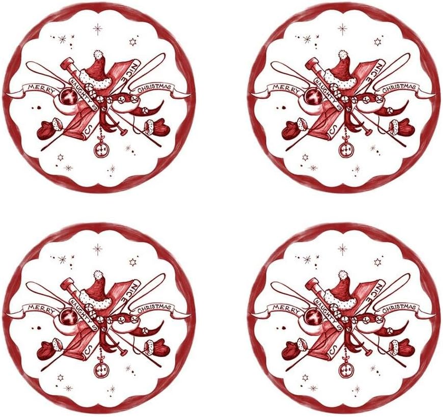 Juliska Country Estate Winter Frolic Ruby Coasters Set/4