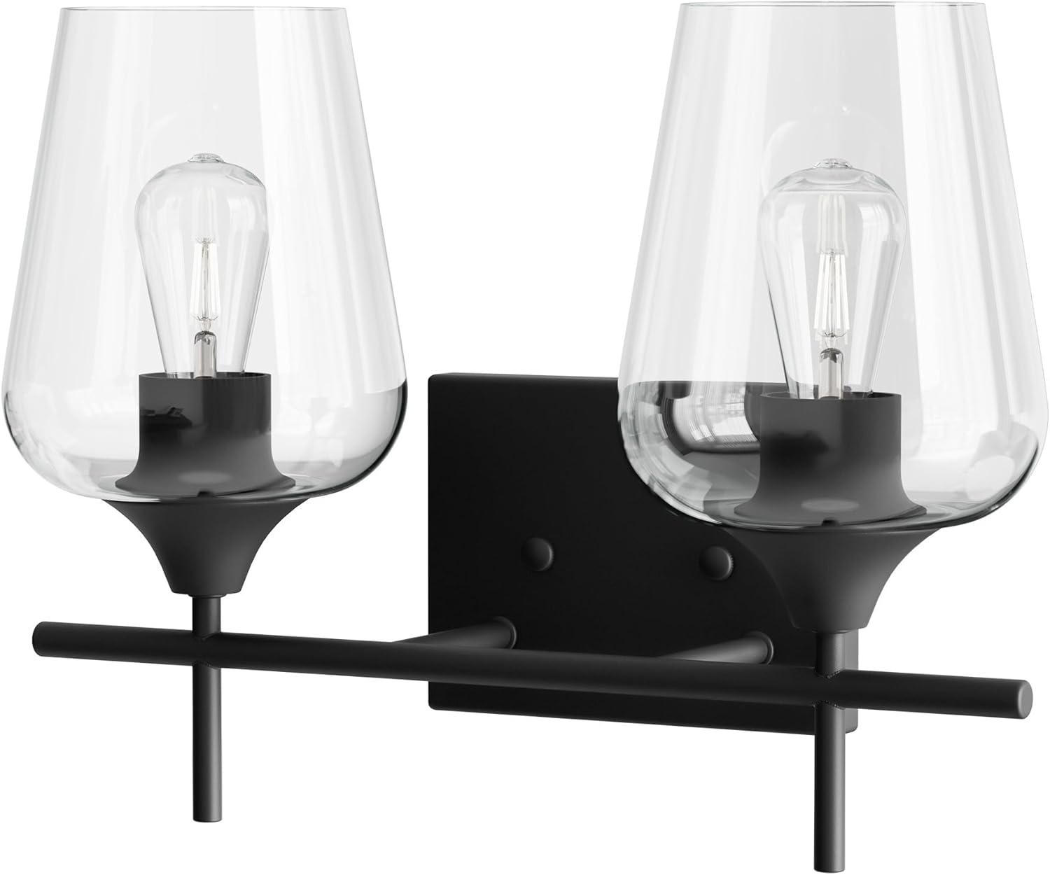 VONLUCE Bathroom Vanity Light, 2 Light Bathroom Light Fixture Over Mirror, Bathroom Wall Lamp with Clear Glass, Modern Black Vanity Lighting fixtures for Bathroom, Bedroom, Hallway - Open Box