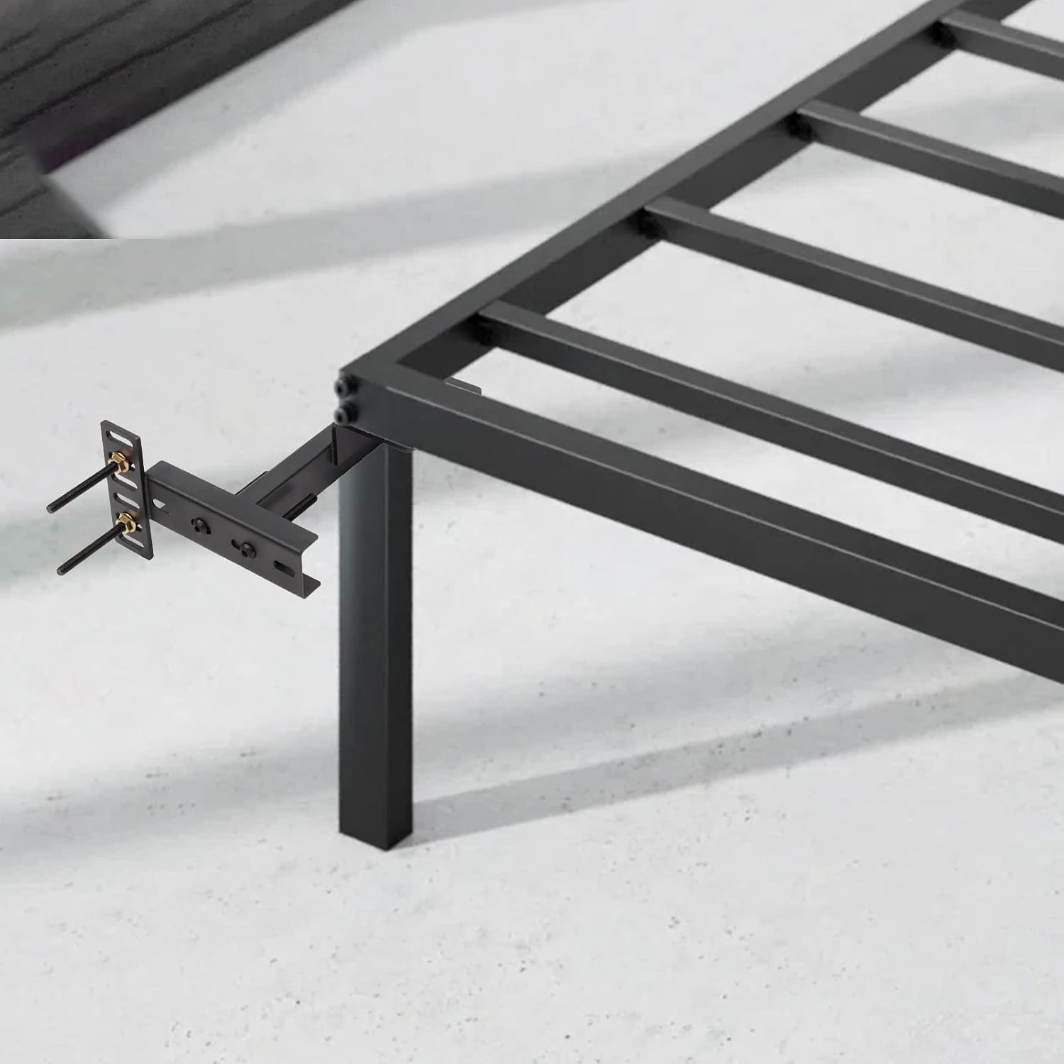Headboard Brackets, Adjustable Bed Headboard Wall Mounting Brackets, Universal Headboard Brackets for Metal Bed Frame, Black Footboard Extension Kit for Twin Full Queen King Size Bed - Open Box