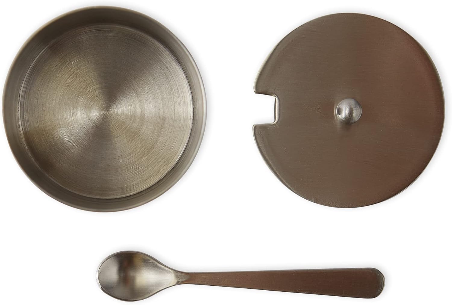 RSVP International Endurance Kitchen Collection Salt Cellar Set with Spoon, 2-Ounce, Brushed Stainless Steel