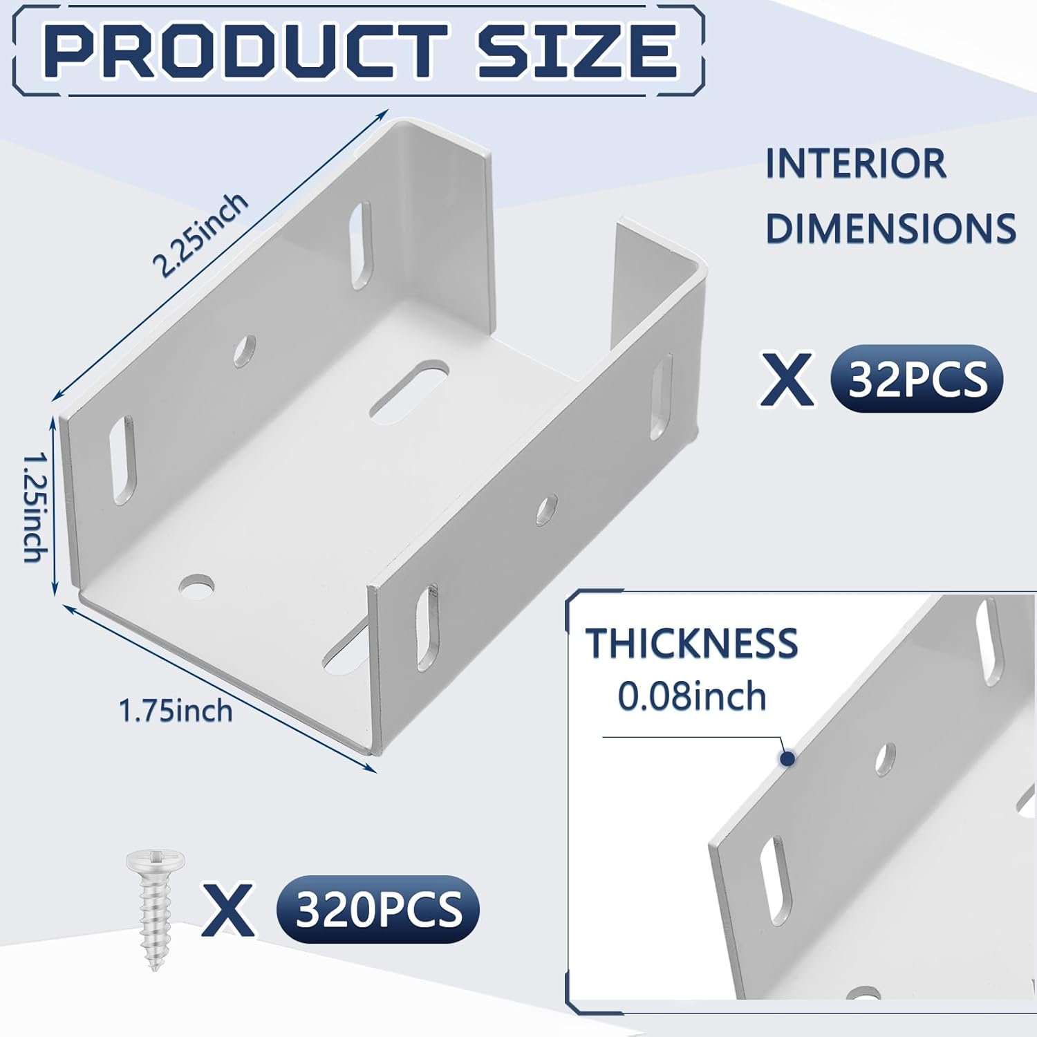 Hicarer 8 Pcs Heavy Duty Aluminum Fence Bracket with Screws for Vinyl Fencing Panel and Post Connection Deck Railing Bracket Kit Fits 2 3/4 Inch Rails - Open Box