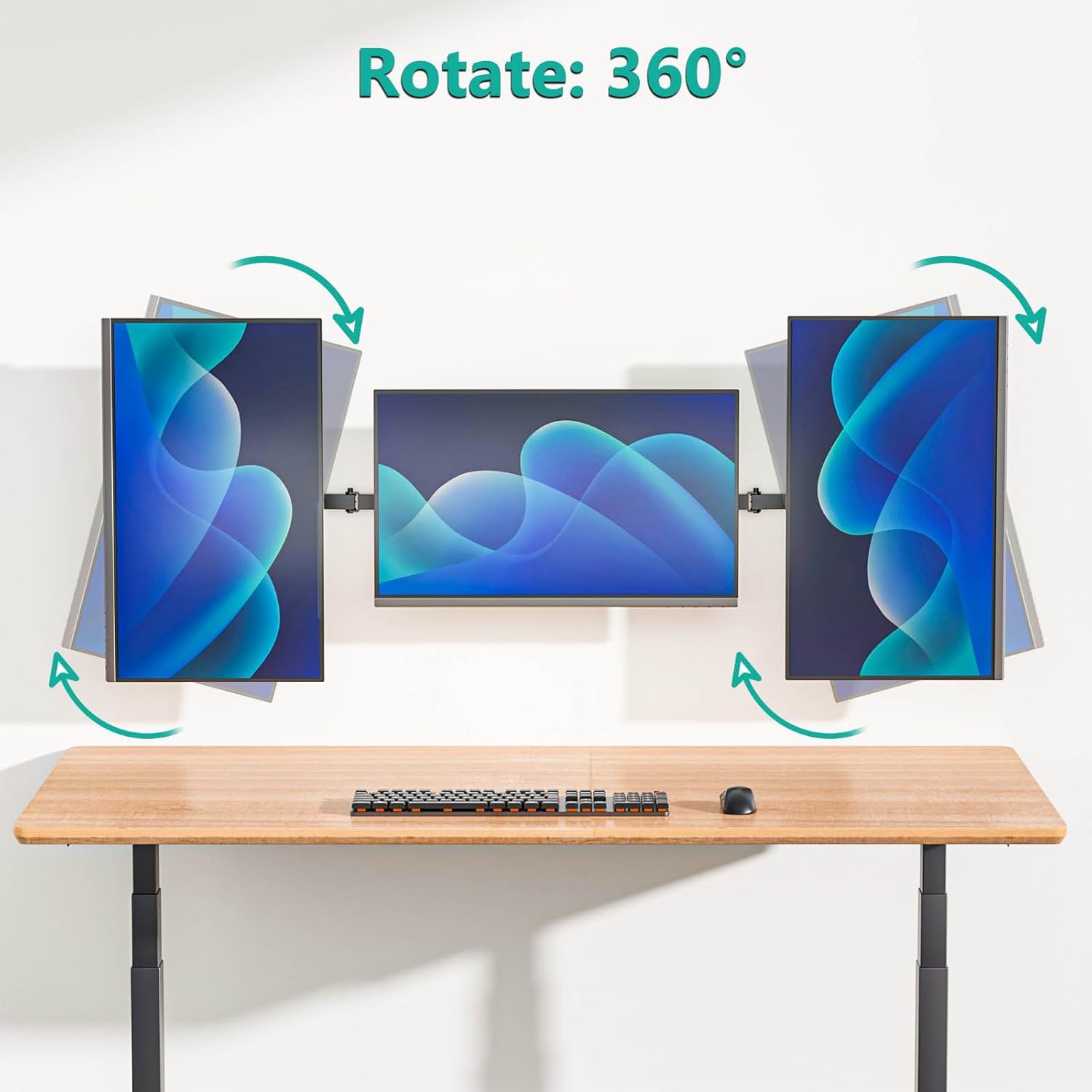 WALI Triple Monitor Wall Mount for 17 to 32 Inch, Computer Monitor Arm for 3 Screens, Swivel Tilt Wall Mount with Mounting Holes 75x75/100x100mm, Per Arm Holds Up to 15.4lbs (013ARM), Black - Open Box