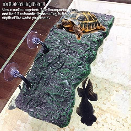 Turtle Basking PU Foam Fish Floating Island Floating Turtle Pier Reptile Ramp Terrapin Dock Floating Turtle Pier with Suction Cup for Amphibious Animals(L) - Open Box
