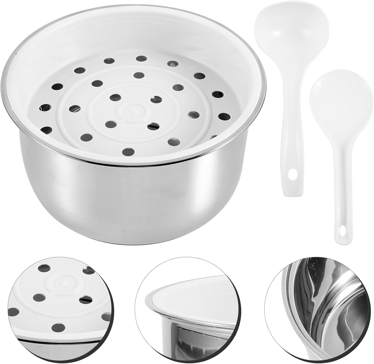Ciieeo 3L Rice Cooker Inner Pot Replacement Stainless Steel Interior Cooking Pot Liner Non Stick Electric Cooker Pot Liner Insert Container for Kitchen Pressure Cooker Rice Maker
