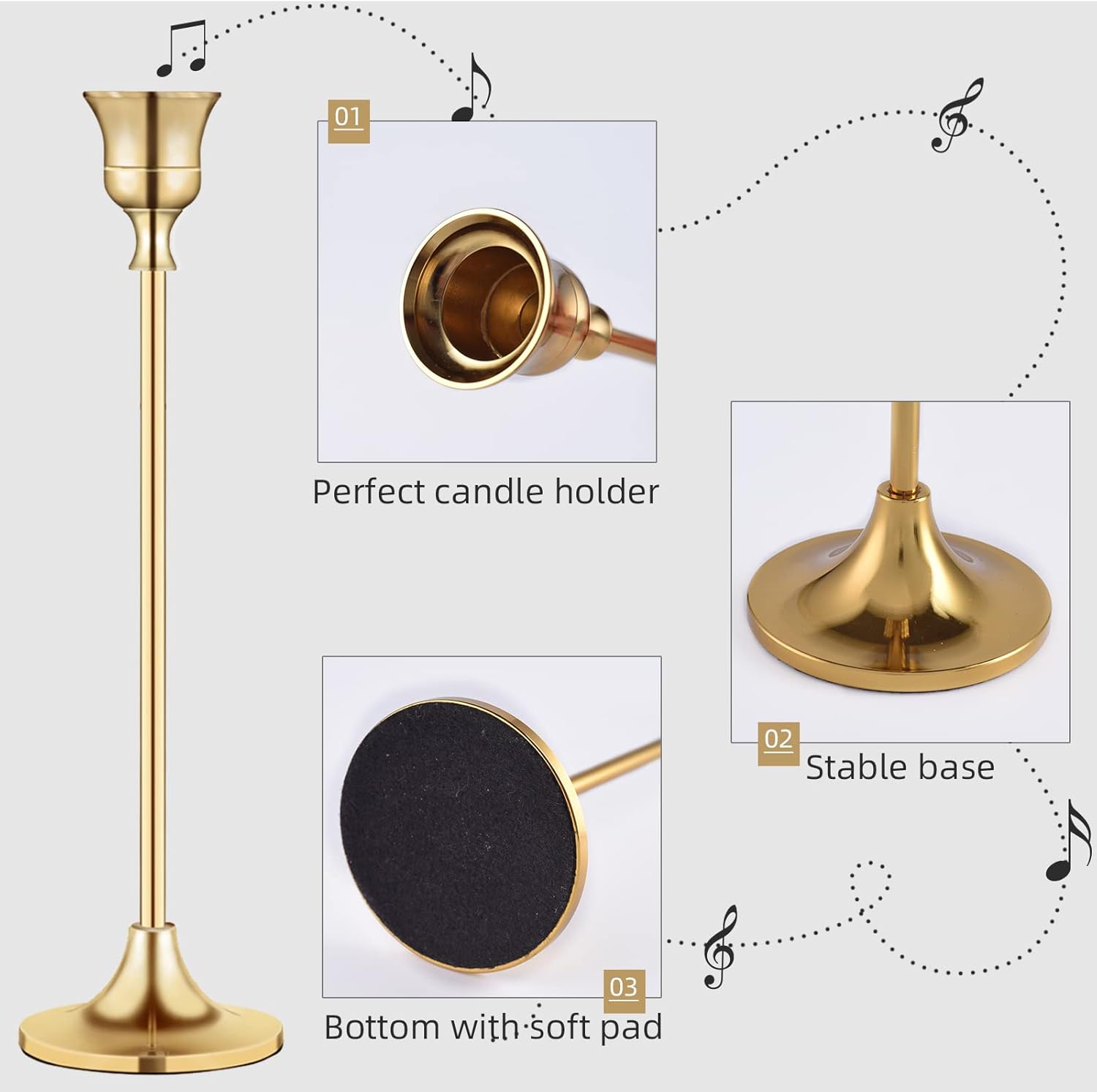 Candlestick Holders,Taper Candle Holder for Candlesticks Gold Brass Vintage Candle Stick Candle Holders Candelabra Candle Holder for Fireplace Party Dining Home - Open Box