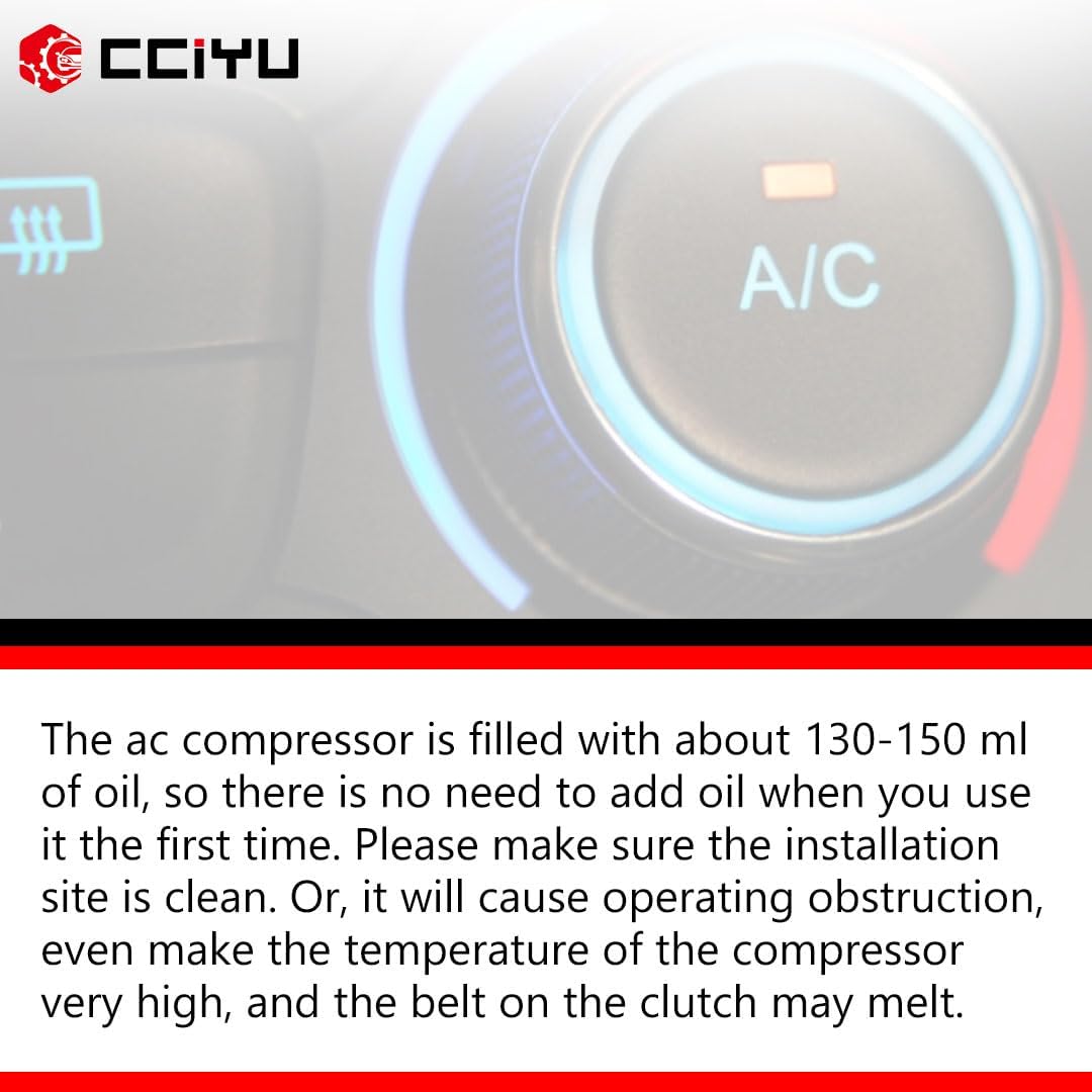 cciyu Air Conditioning Compressor Clutch 2009-2014 for Mitsubishi Lancer 2.0L 2009-2014 for Mitsubishi Lancer 2.4L Replaces AC Compressor for Car 6 Grooves - Open Box