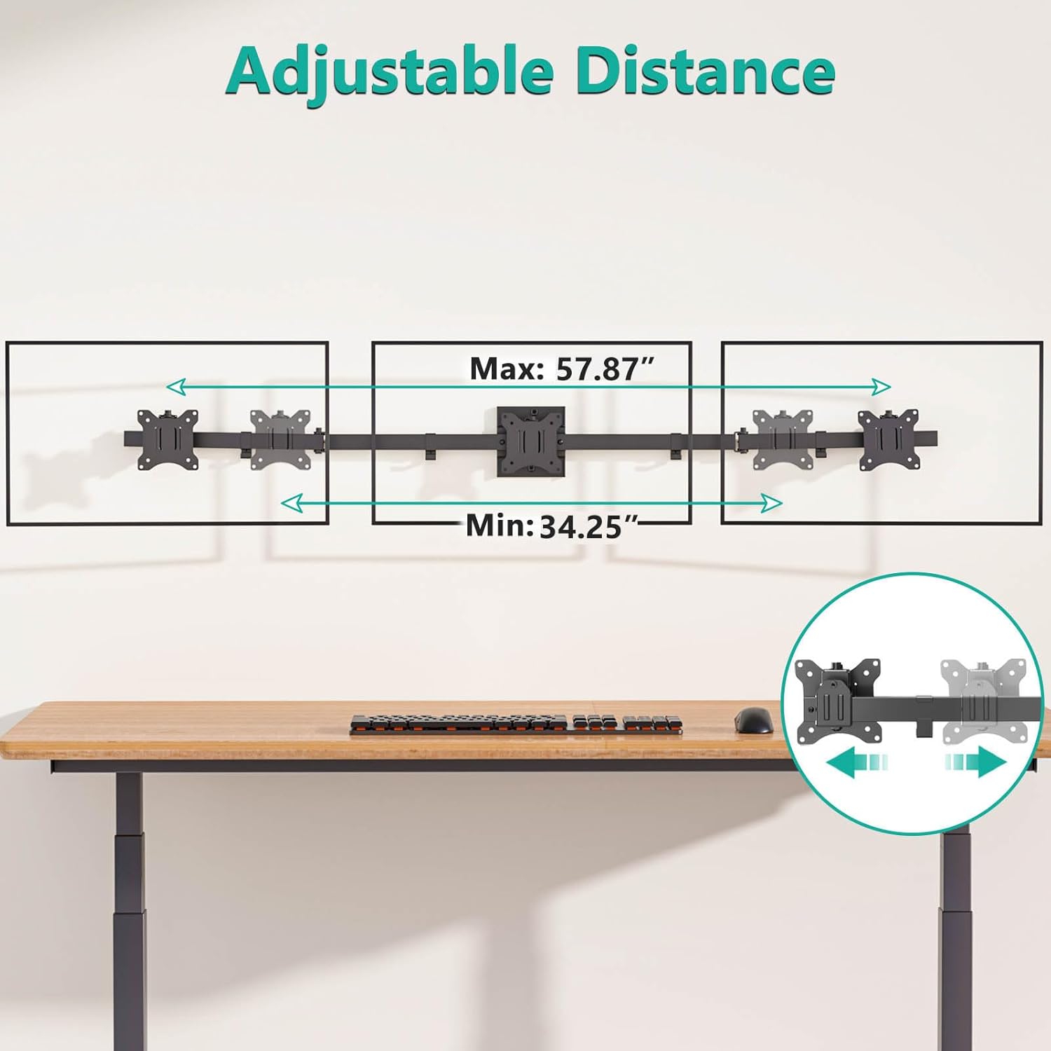 WALI Triple Monitor Wall Mount for 17 to 32 Inch, Computer Monitor Arm for 3 Screens, Swivel Tilt Wall Mount with Mounting Holes 75x75/100x100mm, Per Arm Holds Up to 15.4lbs (013ARM), Black - Open Box