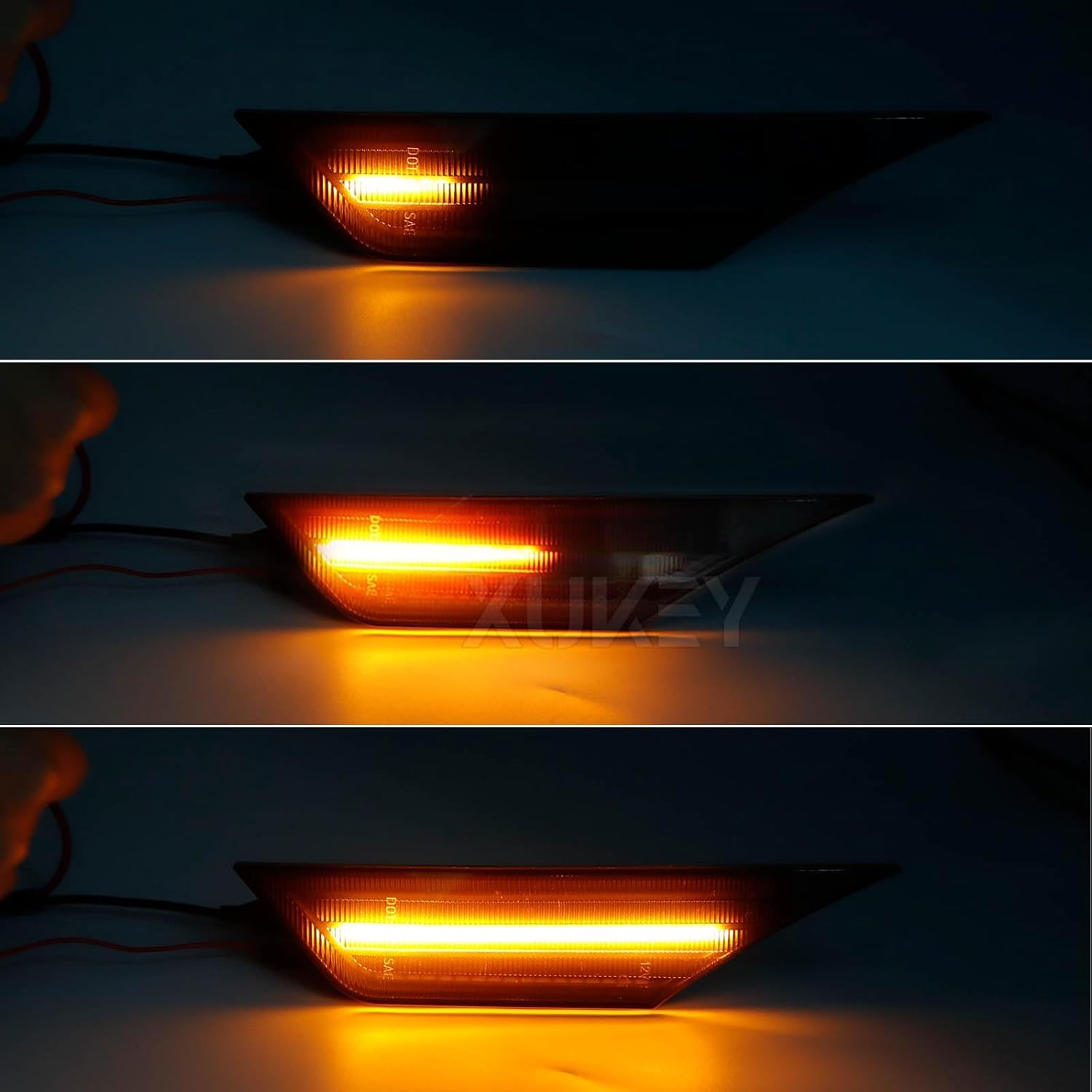 AUTOXBERT LED Side Marker Lights for Honda Civic 10th Sport Si 2016-2021 Civic Coupe Sedan Hatchback Front Turn Signals Sequential Amber & White (Smoked Lens) - Open Box