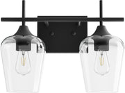 VONLUCE Bathroom Vanity Light, 2 Light Bathroom Light Fixture Over Mirror, Bathroom Wall Lamp with Clear Glass, Modern Black Vanity Lighting fixtures for Bathroom, Bedroom, Hallway - Open Box