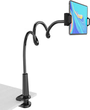 Tablet Stand Holder, Mount Holder Clip with Grip Flexible Long Arm Gooseneck Compatible with ipad iPhone/Nintendo Switch/Samsung Galaxy Tabs/Amazon Kindle Fire HD - Black - Open Box