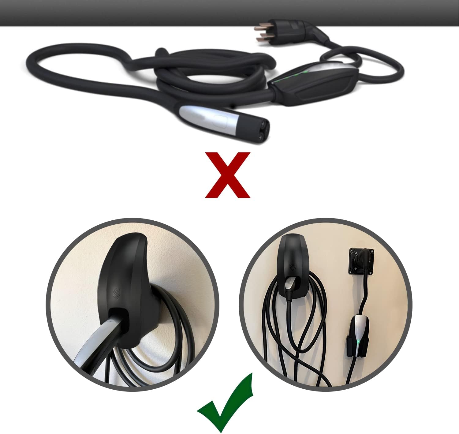 SEVEN SPARTA Charging Cable Holder with Chassis Bracket Compatible with Tesla Model 3 Model Y Model X Model S Charger Cable Organizer Car Accessories Wall Connector, Patent Approved (Black) - Open Box