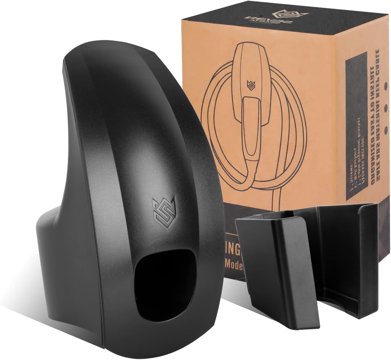 SEVEN SPARTA Charging Cable Holder with Chassis Bracket Compatible with Tesla Model 3 Model Y Model X Model S Charger Cable Organizer Car Accessories Wall Connector, Patent Approved (Black) - Open Box