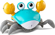 Crawling Crab Baby Toys Upgrade Version - 3 Speed & Music Control, Infant Tummy Time Interactive Walking Toddler Toy for 3 4 5 6 7 8 9 10 11 12 Year Old Boys or Girls (Blue) - Open Box