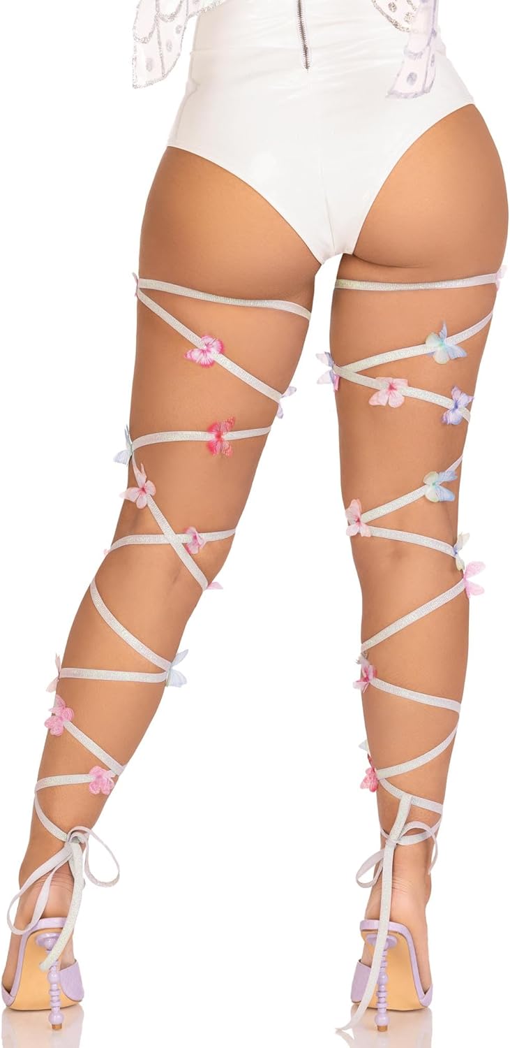 Leg Avenue Women's Iridescent Glitter Butterfly Leg Wraps, Multicolor, One Size