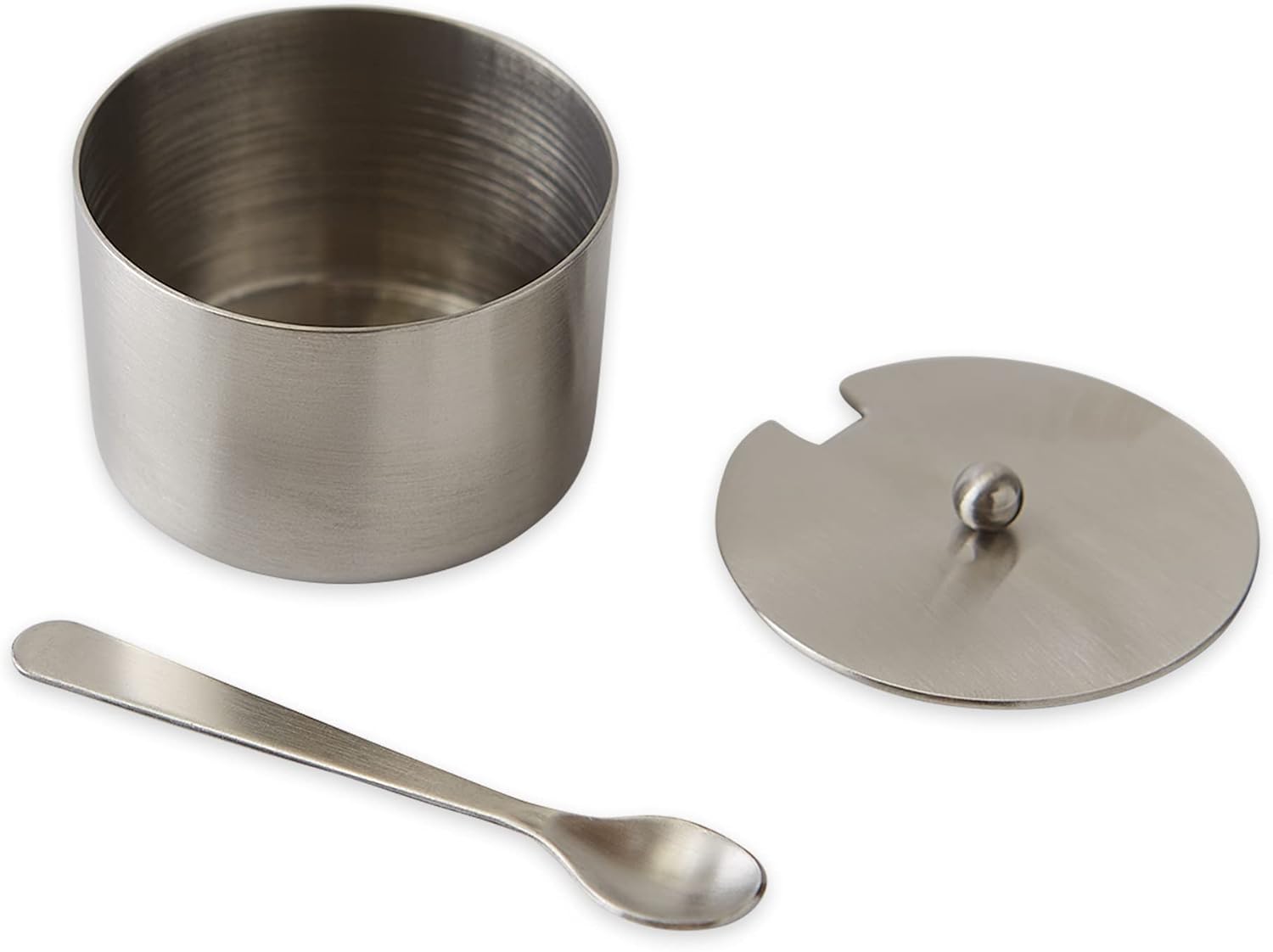 RSVP International Endurance Kitchen Collection Salt Cellar Set with Spoon, 2-Ounce, Brushed Stainless Steel