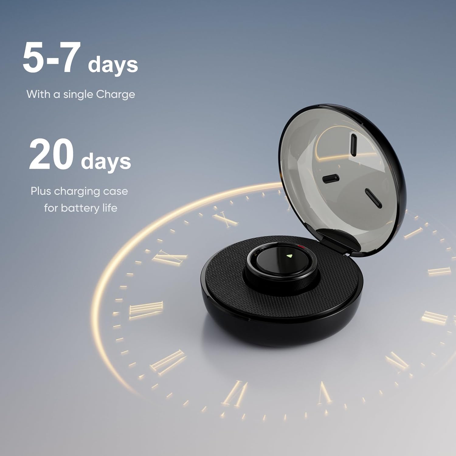 Smart Ring for Women Men- Sleep/Fitness/Stress/Heart Rate Tracker- Menstrual Records - 7 Days Battery Life - Wireless Charging - No APP Subscription - iOS & Android Compatible (Black, Size 11) - Open Box
