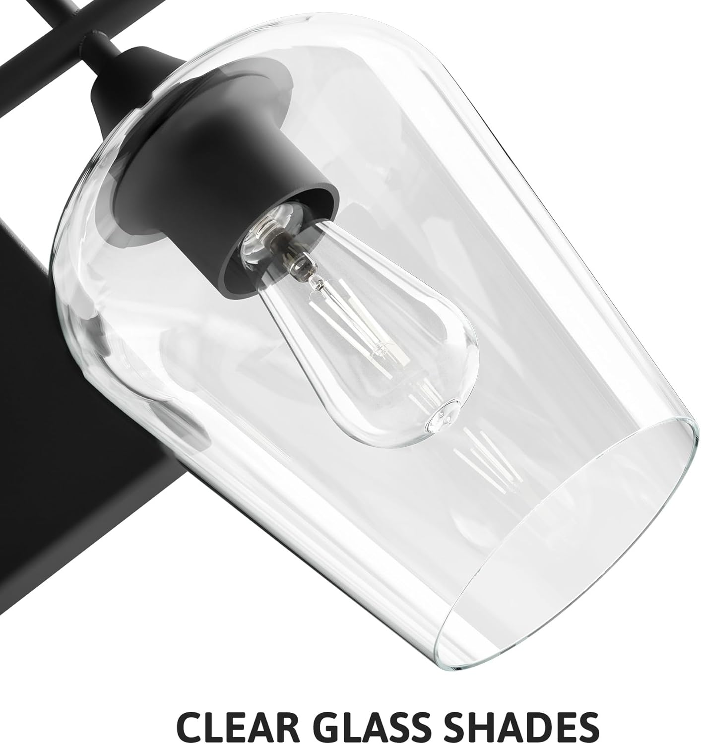 VONLUCE Bathroom Vanity Light, 2 Light Bathroom Light Fixture Over Mirror, Bathroom Wall Lamp with Clear Glass, Modern Black Vanity Lighting fixtures for Bathroom, Bedroom, Hallway - Open Box