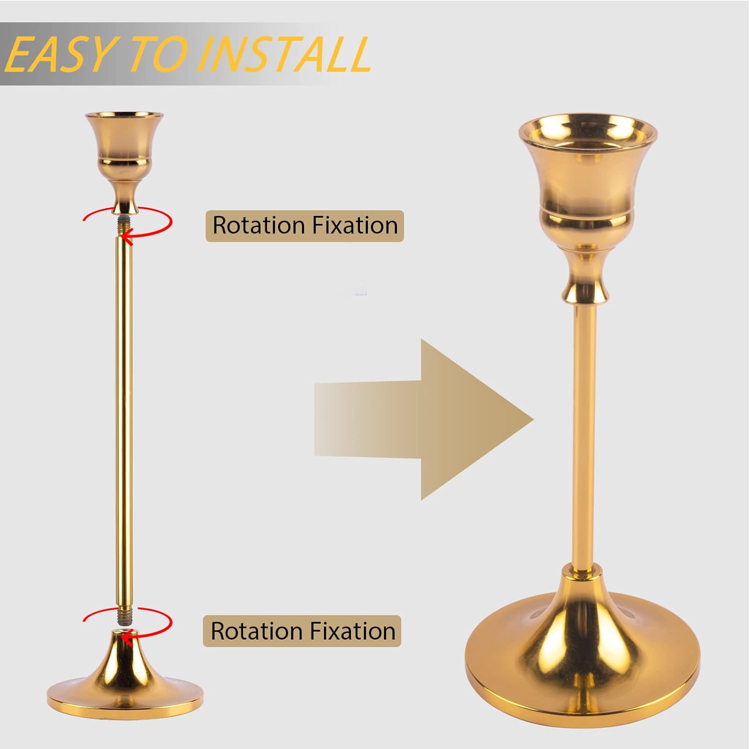 Candlestick Holders,Taper Candle Holder for Candlesticks Gold Brass Vintage Candle Stick Candle Holders Candelabra Candle Holder for Fireplace Party Dining Home - Open Box