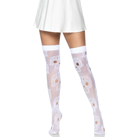 Leg Avenue Women's Sugar skull net thigh highs