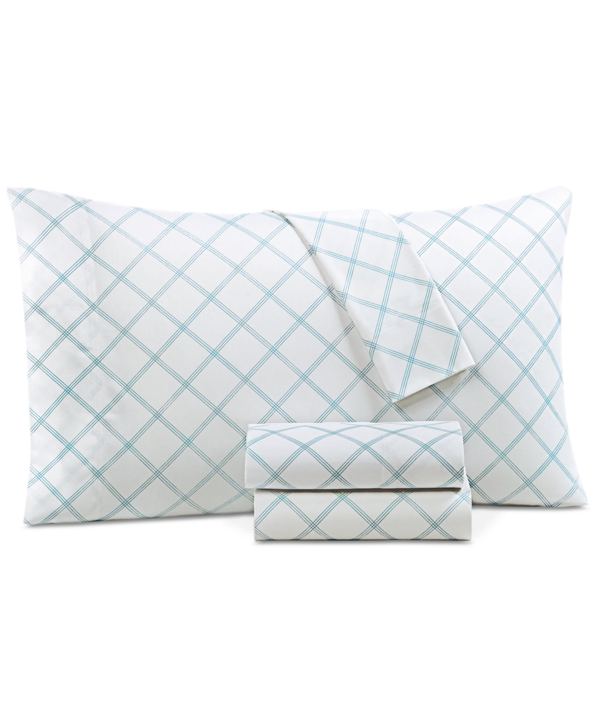 Closeout! Charter Club Damask Designs 550 Thread Count Printed Cotton 4-Pc. Sheet Set, California King, Exclusively at Macy's - Windowpane Blue