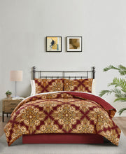 Keeco Red Selma Medallion 8 Piece Reversible Comforter Set, Created for Macy's Bedding