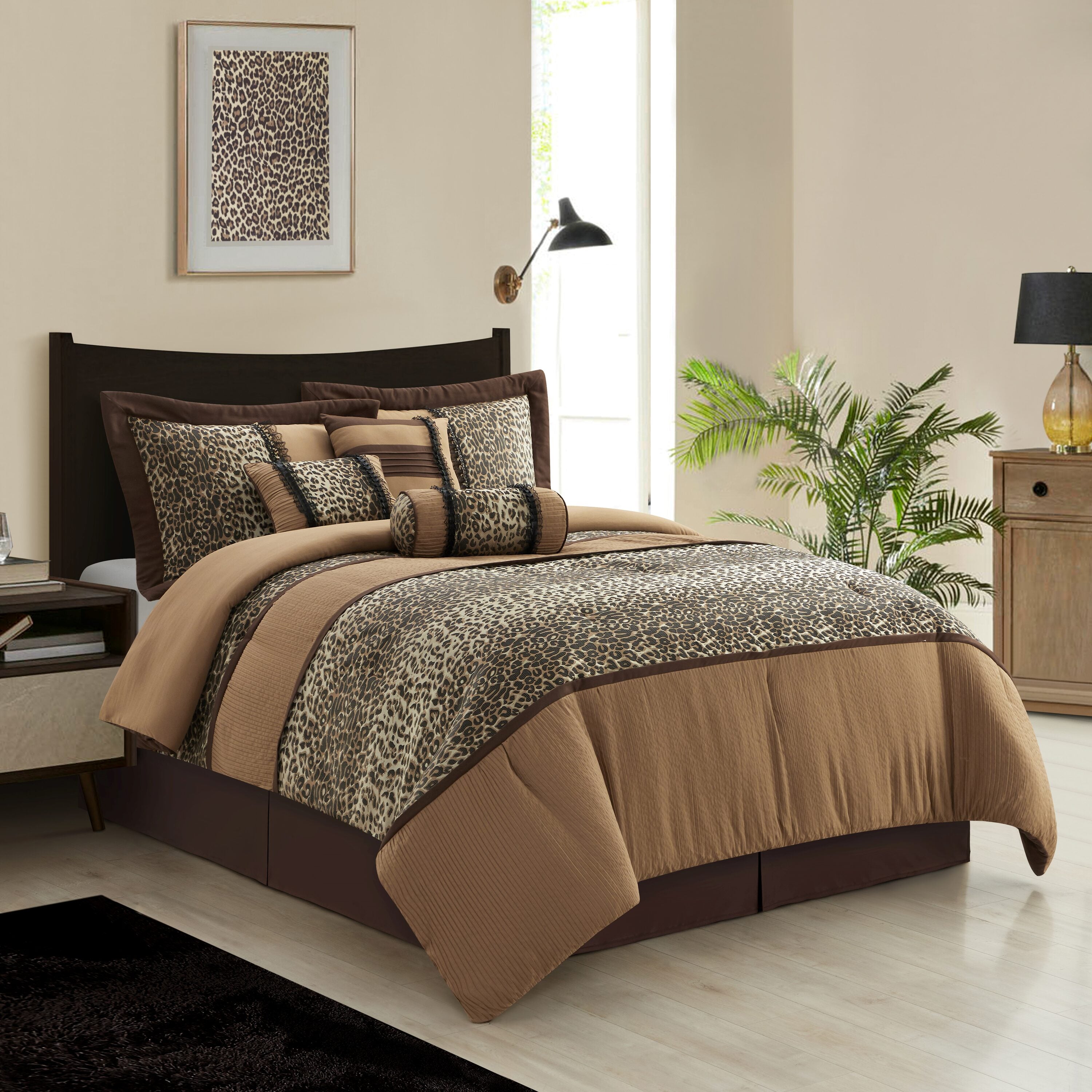 Nanshing 7-Piece Brown/Taupe Queen Comforter Set