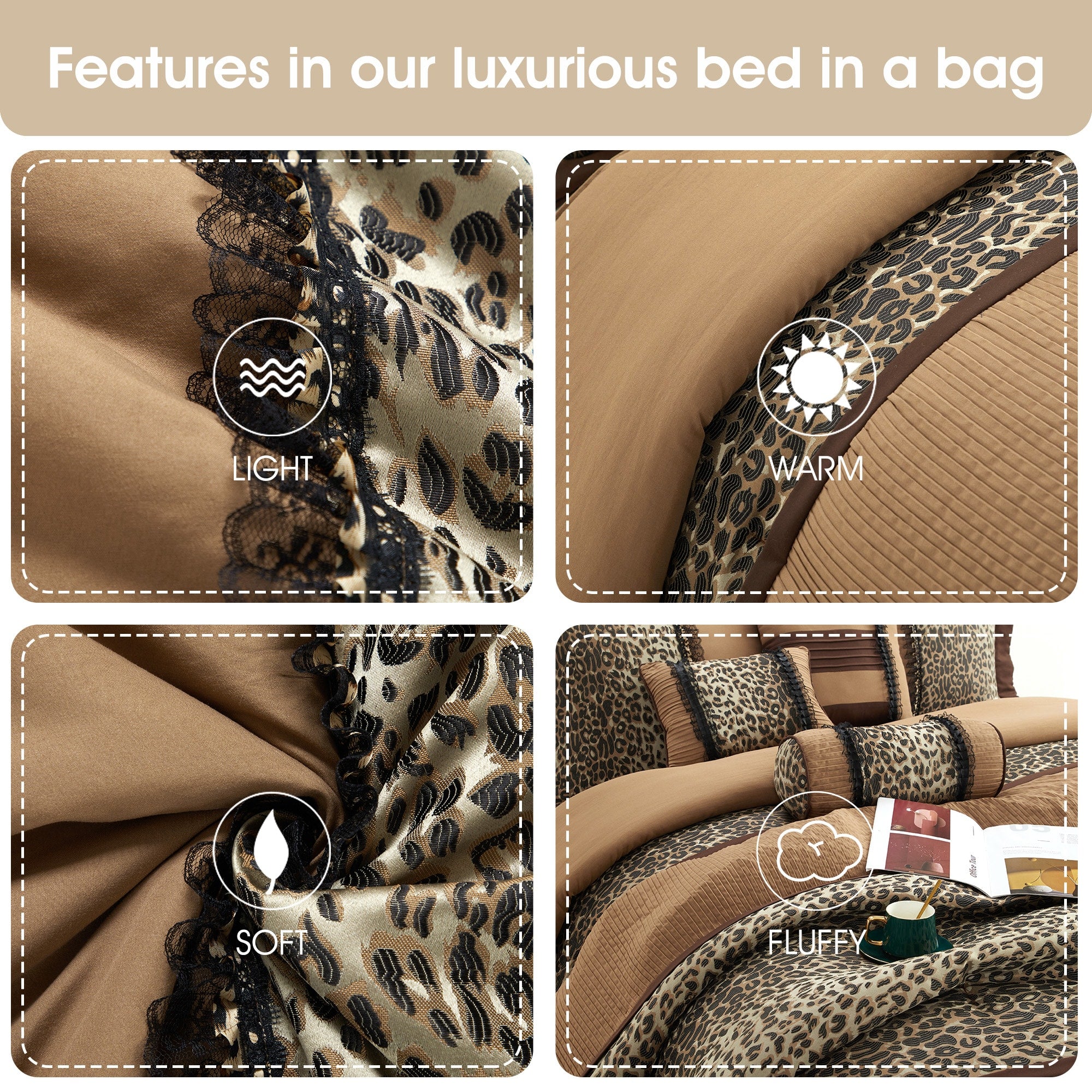 Nanshing 7-Piece Brown/Taupe Queen Comforter Set