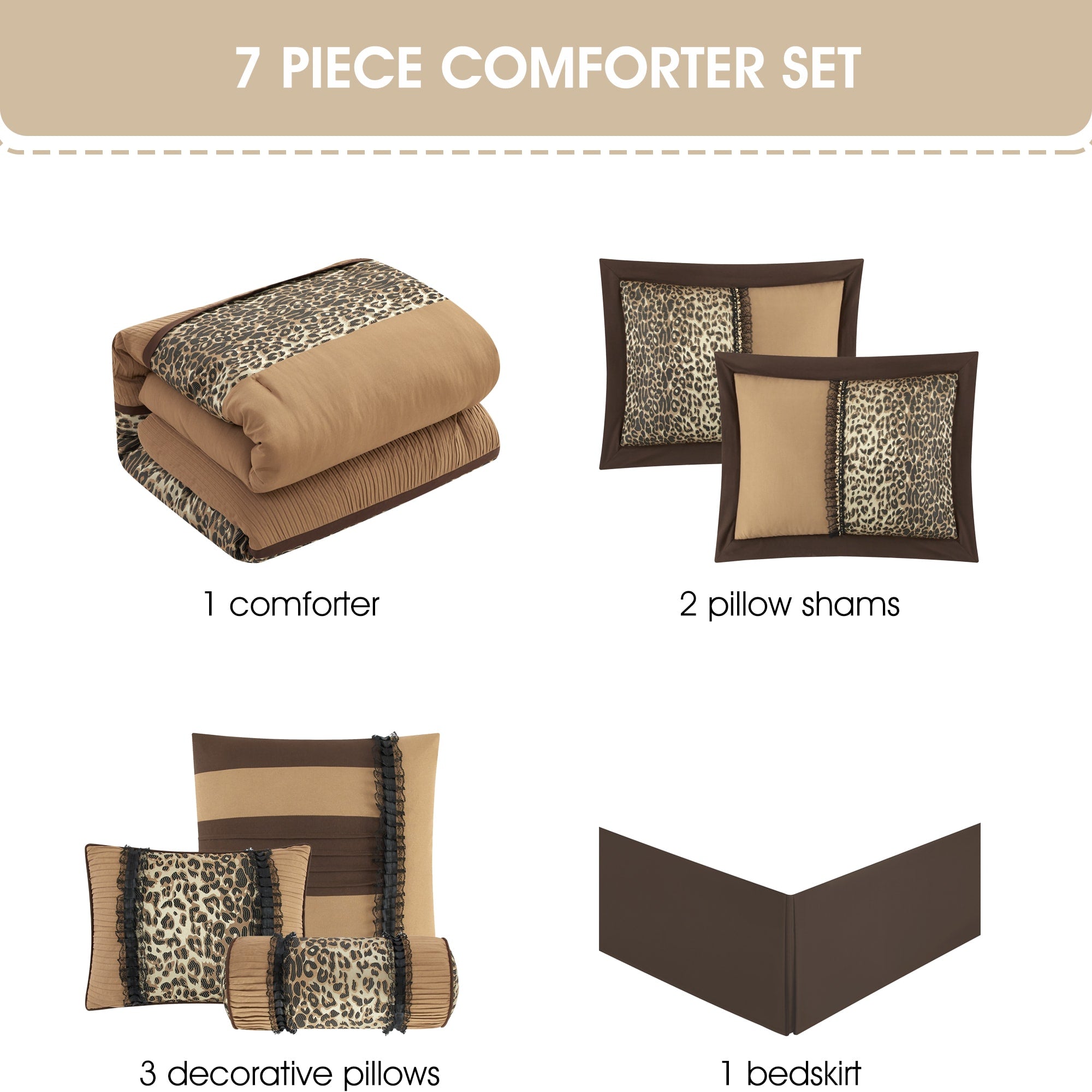 Nanshing 7-Piece Brown/Taupe Queen Comforter Set