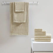 510 Design 12-Piece Beige Cotton Quick Dry Bath Towel Set