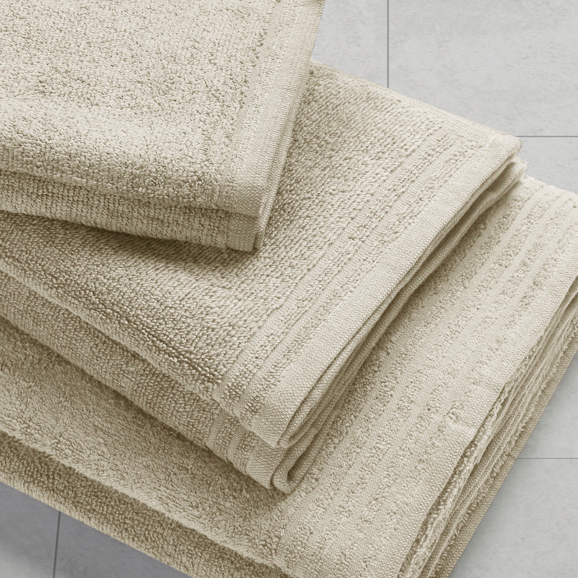 510 Design 12-Piece Beige Cotton Quick Dry Bath Towel Set
