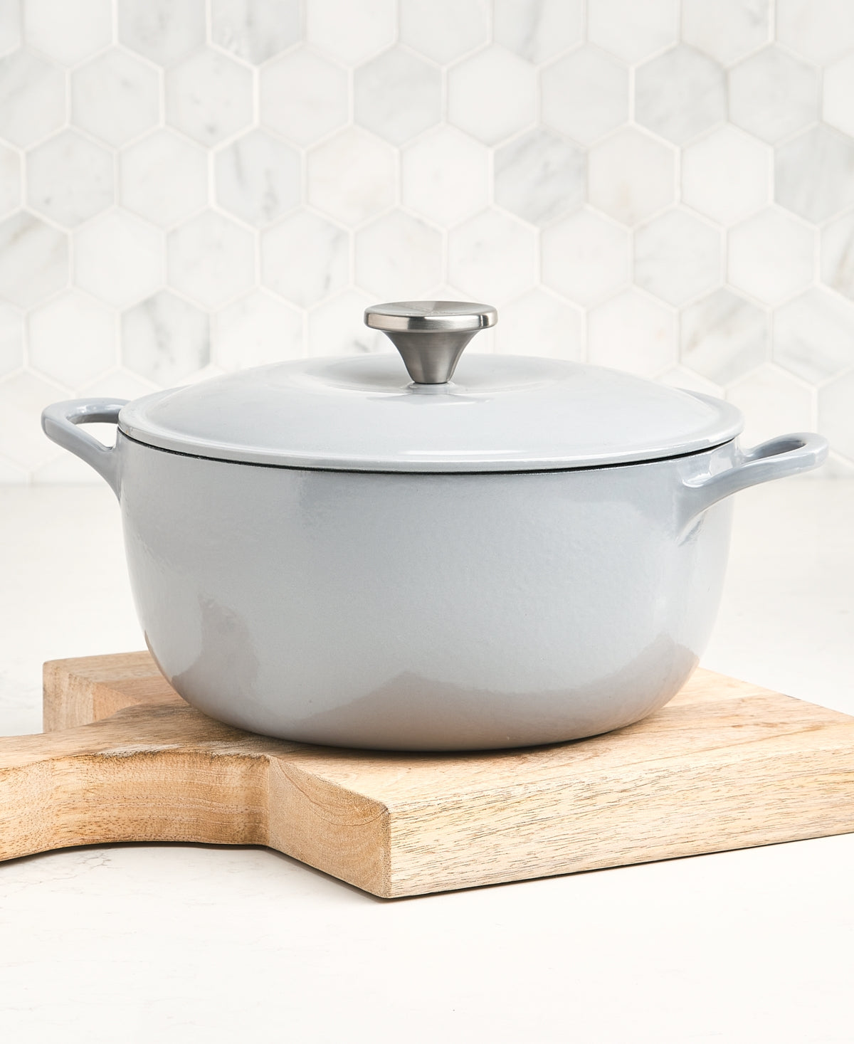 The Cellar Enameled Cast Iron 4-Qt. Round Dutch Oven, Created for Macy's - Grey