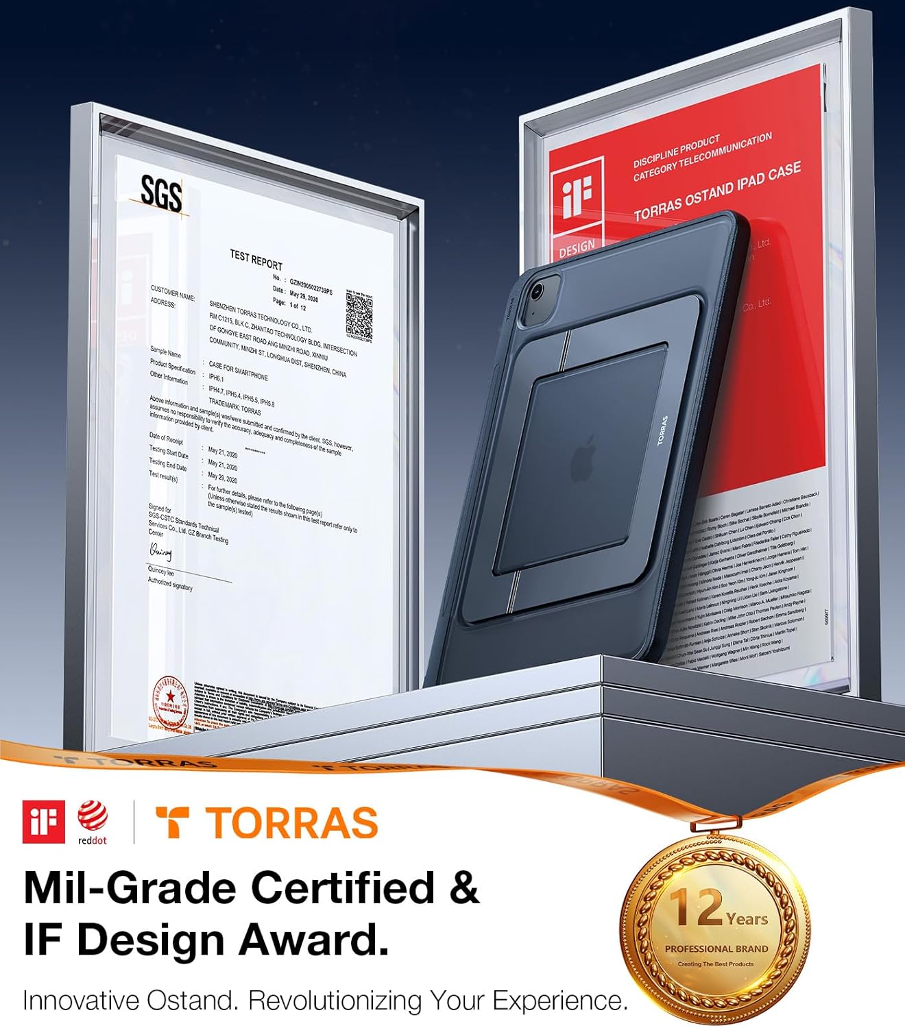 TORRAS for iPad Air 13 inch Case (M3 2025/ M2 2024) & iPad Pro 12.9 Case (2022/2021), Ultra Stable Stand, Multiple Adjustable Viewing Angles, Slim Protective Kickstand Cover with Pencil Holder, Black - Open Box