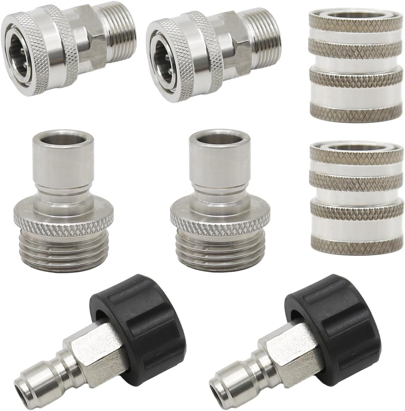 8Pcs Pressure Washer Adapter, Pressure Washer Quick Connect Kit, Stainless Steel M22 Swivel to 3/8 Inch Quick Connect, 3/4 Inch to Quick Release - Open Box
