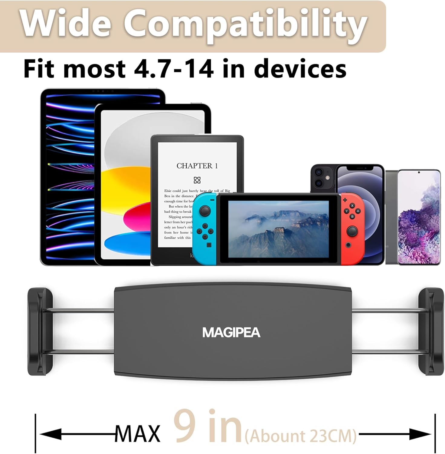 Tablet Stand Holder, Mount Holder Clip with Grip Flexible Long Arm Gooseneck Compatible with ipad iPhone/Nintendo Switch/Samsung Galaxy Tabs/Amazon Kindle Fire HD - Black - Open Box